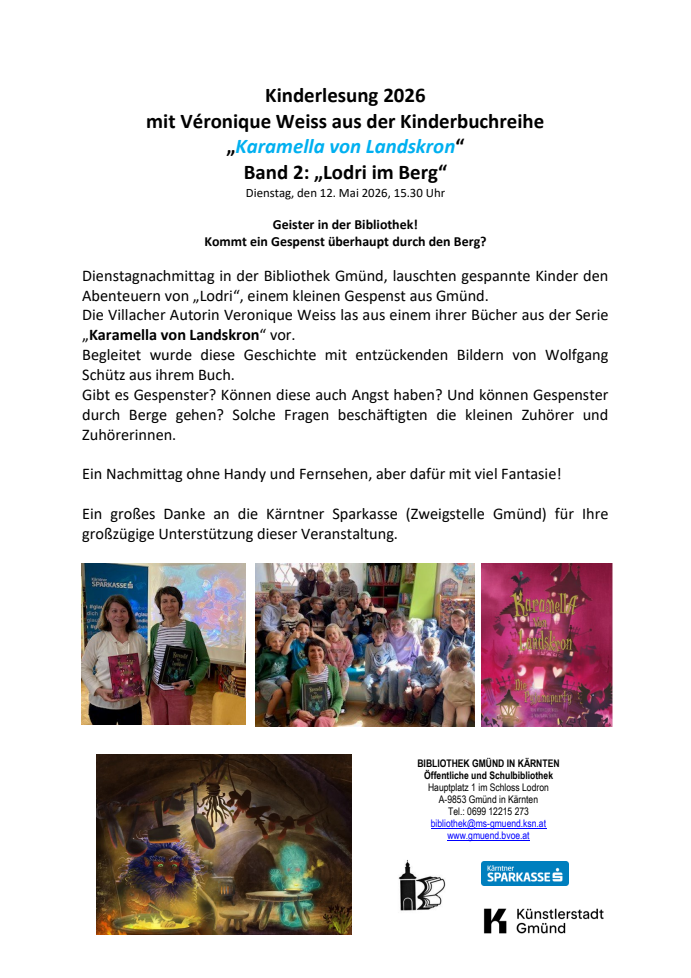 Lesung Kinderlesung Nachbericht Veronica Weiss